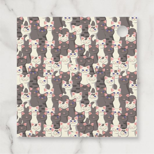 Weiße und graue Katzen Geschenkanhänger (Rückseite)