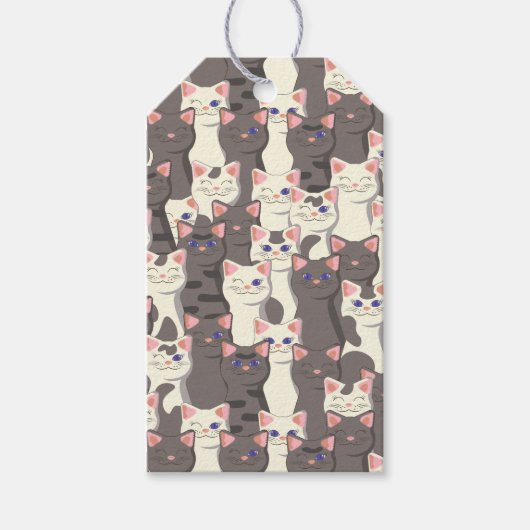 Weiße und graue Katzen Geschenkanhänger (Vorderseite)