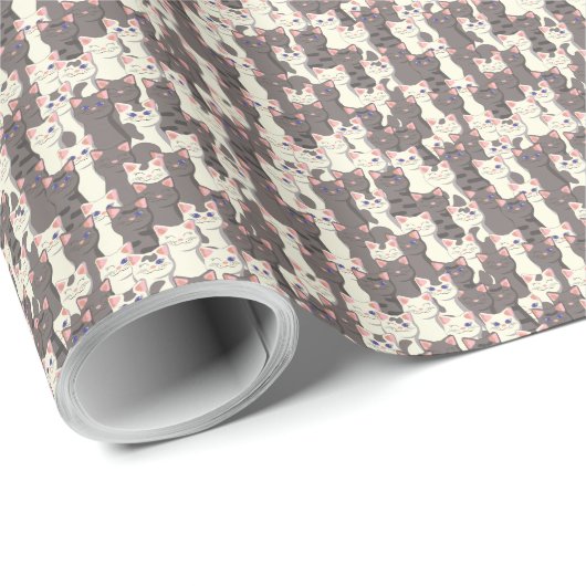 Weiße und graue Katzen Geschenkpapier (Rolleneckpunkt)