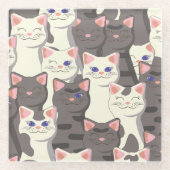 Weiße und graue Katzen Glasuntersetzer (Vorderseite)