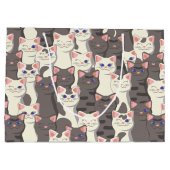 Weiße und graue Katzen Große Geschenktüte (Rückseite)