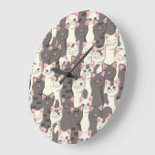 Weiße und graue Katzen Große Wanduhr (Winkel)