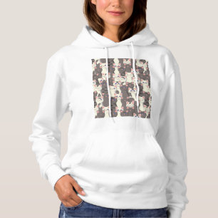 Weiße und graue Katzen Hoodie