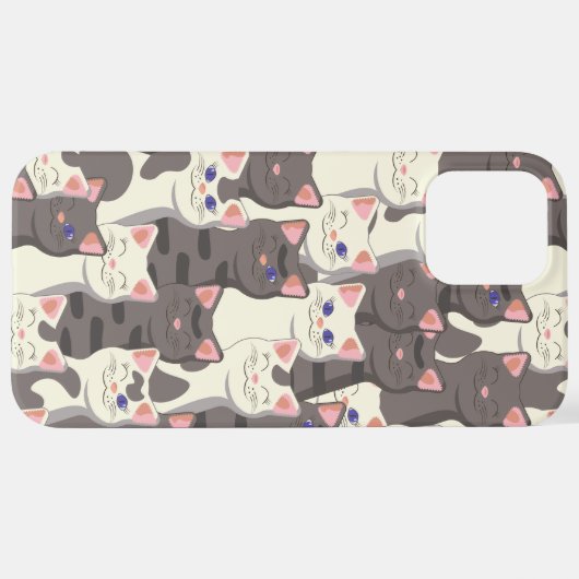 Weiße und graue Katzen iPhone Hülle (Hinten horizontal)