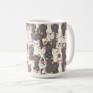 Weiße und graue Katzen Kaffeetasse