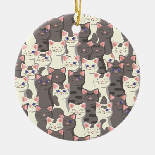 Weiße und graue Katzen Keramik Ornament (Vorne)