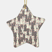 Weiße und graue Katzen Keramik Ornament (Links)