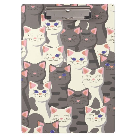 Weiße und graue Katzen Klemmbrett (Vorderseite)