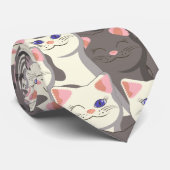 Weiße und graue Katzen Krawatte (Gerollt)