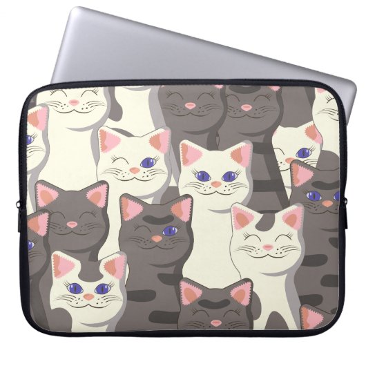 Weiße und graue Katzen Laptopschutzhülle (Vorderseite)