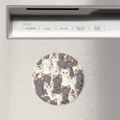 Weiße und graue Katzen Magnet (In Situ (Geschirrspüler))