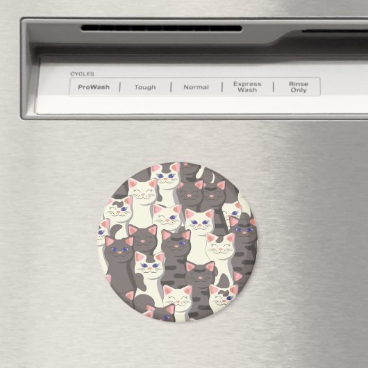 Weiße und graue Katzen Magnet (In Situ (Geschirrspüler))