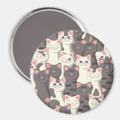 Weiße und graue Katzen Magnet (Vorderseite/Rückseite)