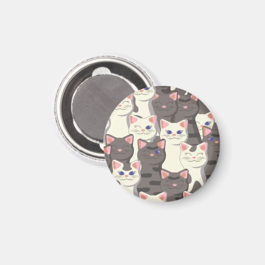 Weiße und graue Katzen Magnet (Vorderseite/Rückseite)