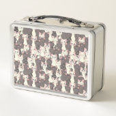 Weiße und graue Katzen Metall Brotdose (Rückseite)