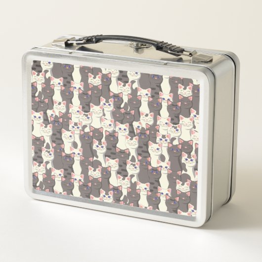 Weiße und graue Katzen Metall Brotdose (Rückseite)