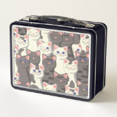 Weiße und graue Katzen Metall Brotdose (Rückseite)