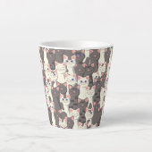 Weiße und graue Katzen Milchtasse (Vorderseite)