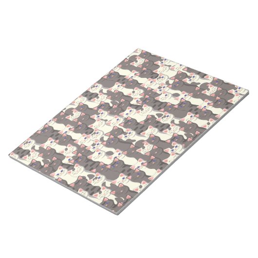 Weiße und graue Katzen Notizblock (angewinkelt)