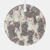Weiße und graue Katzen Ornament Aus Glas (Vorderseite)