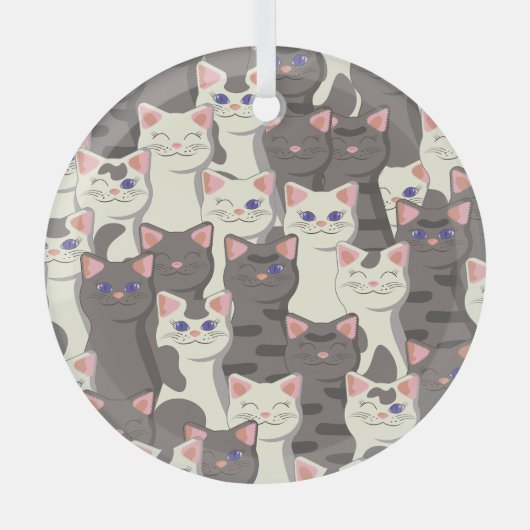 Weiße und graue Katzen Ornament Aus Glas (Vorderseite)