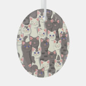 Weiße und graue Katzen Ornament Aus Glas (Vorderseite Rechts)