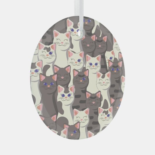 Weiße und graue Katzen Ornament Aus Glas (Vorderseite Rechts)