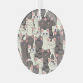 Weiße und graue Katzen Ornament Aus Glas (Vorderseite links)