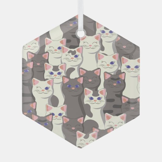 Weiße und graue Katzen Ornament Aus Glas (Vorderseite)