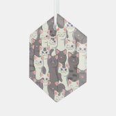 Weiße und graue Katzen Ornament Aus Glas (Vorderseite Links)