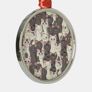 Weiße und graue Katzen Ornament Aus Metall