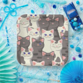 Weiße und graue Katzen Pappteller (Party)