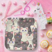 Weiße und graue Katzen Pappteller (Party)