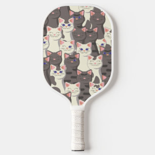 Weiße und graue Katzen Pickleball Schläger