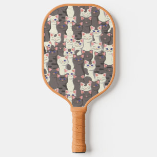 Weiße und graue Katzen Pickleball Schläger