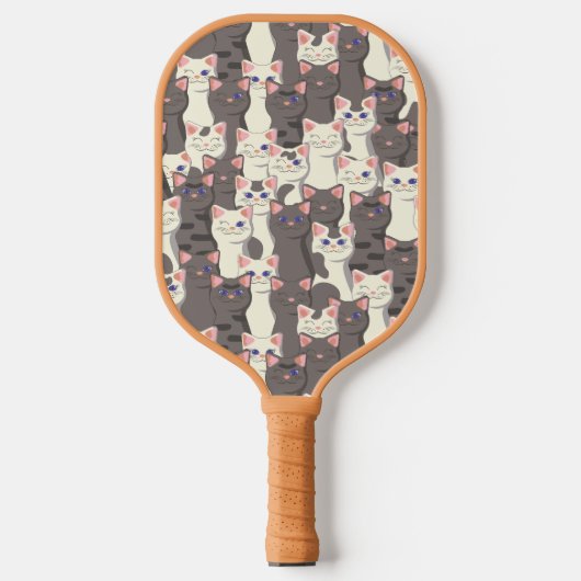 Weiße und graue Katzen Pickleball Schläger (Vorderseite)