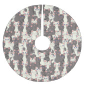 Weiße und graue Katzen Polyester Weihnachtsbaumdecke (Vorderseite)
