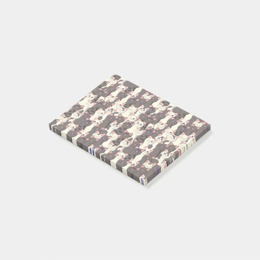 Weiße und graue Katzen Post-it Klebezettel (angewinkelt)