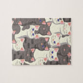 Weiße und graue Katzen Puzzle (Horizontal)