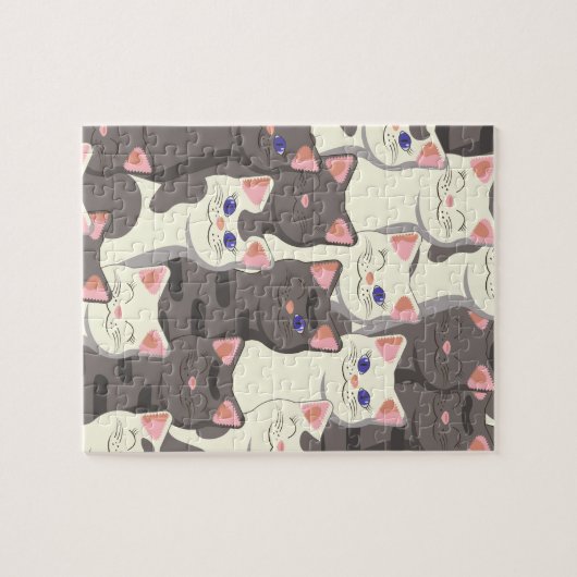 Weiße und graue Katzen Puzzle (Horizontal)