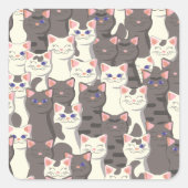 Weiße und graue Katzen Quadratischer Aufkleber (Vorderseite)