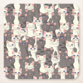 Weiße und graue Katzen Rechteckiger Pappuntersetzer (Vorderseite)