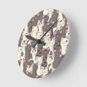 Weiße und graue Katzen Runde Wanduhr (Winkel)