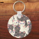 Weiße und graue Katzen Schlüsselanhänger (Vorderseite)