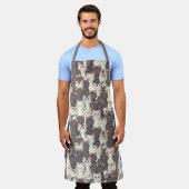 Weiße und graue Katzen Schürze (Getragen)