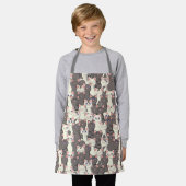 Weiße und graue Katzen Schürze (Getragen)