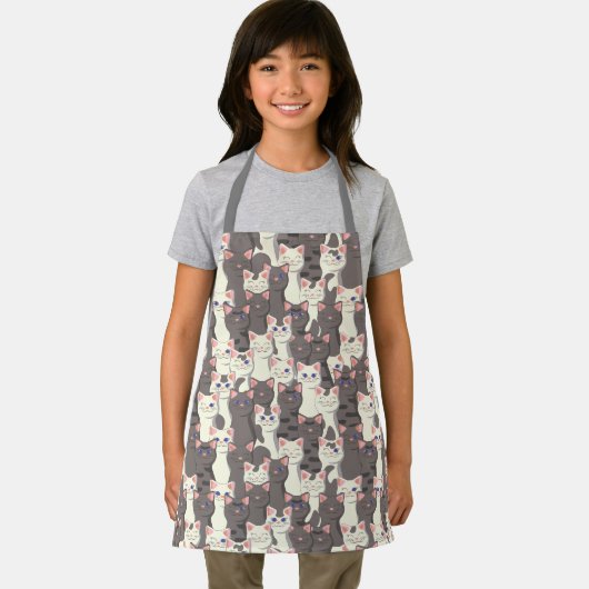 Weiße und graue Katzen Schürze (Insitu)