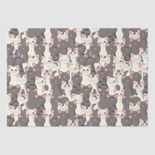 Weiße und graue Katzen Seidenpapier (Vorderseite)