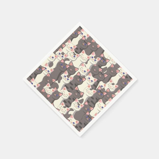 Weiße und graue Katzen Serviette (Ecke)