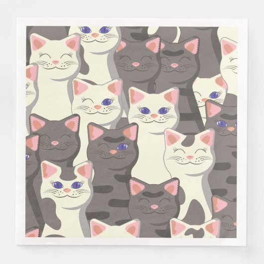 Weiße und graue Katzen Serviette (Vorderseite)